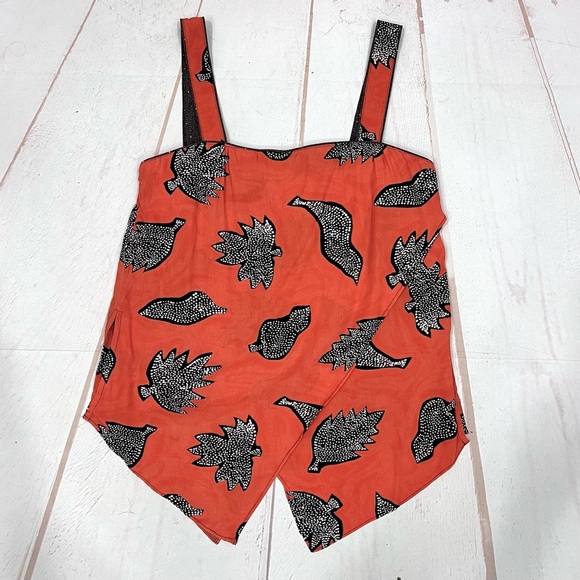 Vintage 90’s Cache Handkerchief Split Hem Flowy Boho Tribal Print Tank Top - Picture 8 of 8